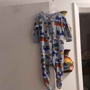 Hanna Andersson Blue Vehicle Print Kids Footie 0 To 3 Months Short Sleeve